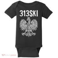 313SKI Detroit Michigan Area Code 313 Polish Pride Baby Bodysuit thumb 0