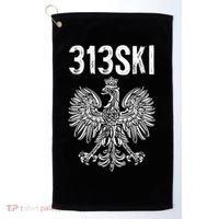 313SKI Detroit Michigan Area Code 313 Polish Pride Golf Towel thumb 0