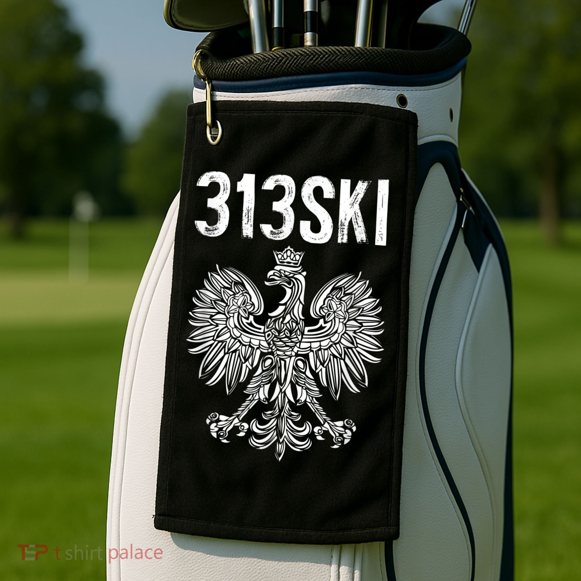 313SKI Detroit Michigan Area Code 313 Polish Pride Golf Towel