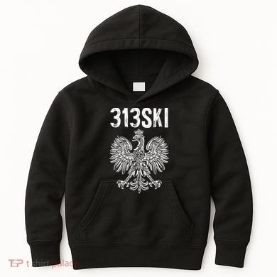 313SKI Detroit Michigan Area Code 313 Polish Pride Kids Hoodie