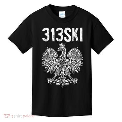313SKI Detroit Michigan Area Code 313 Polish Pride Kids T-Shirt