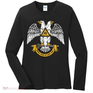 32nd Degree Masonic Scottish Rite Wings Down Women's Long Sleeve Shirt