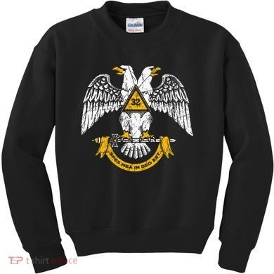 32nd Degree Masonic Scottish Rite Wings Down Kids Sweatshirt