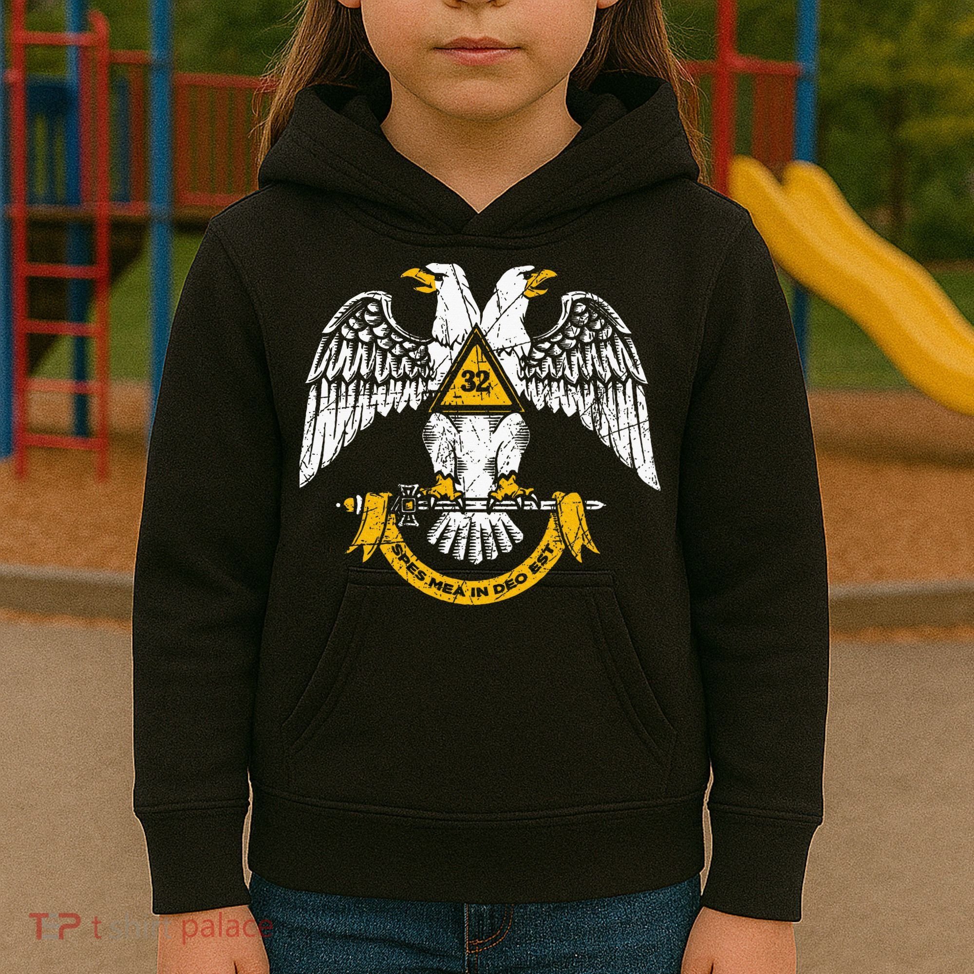 32nd Degree Masonic Scottish Rite Wings Down Kids Hoodie