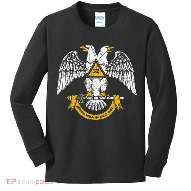 32nd Degree Masonic Scottish Rite Wings Down Kids Long Sleeve Shirt