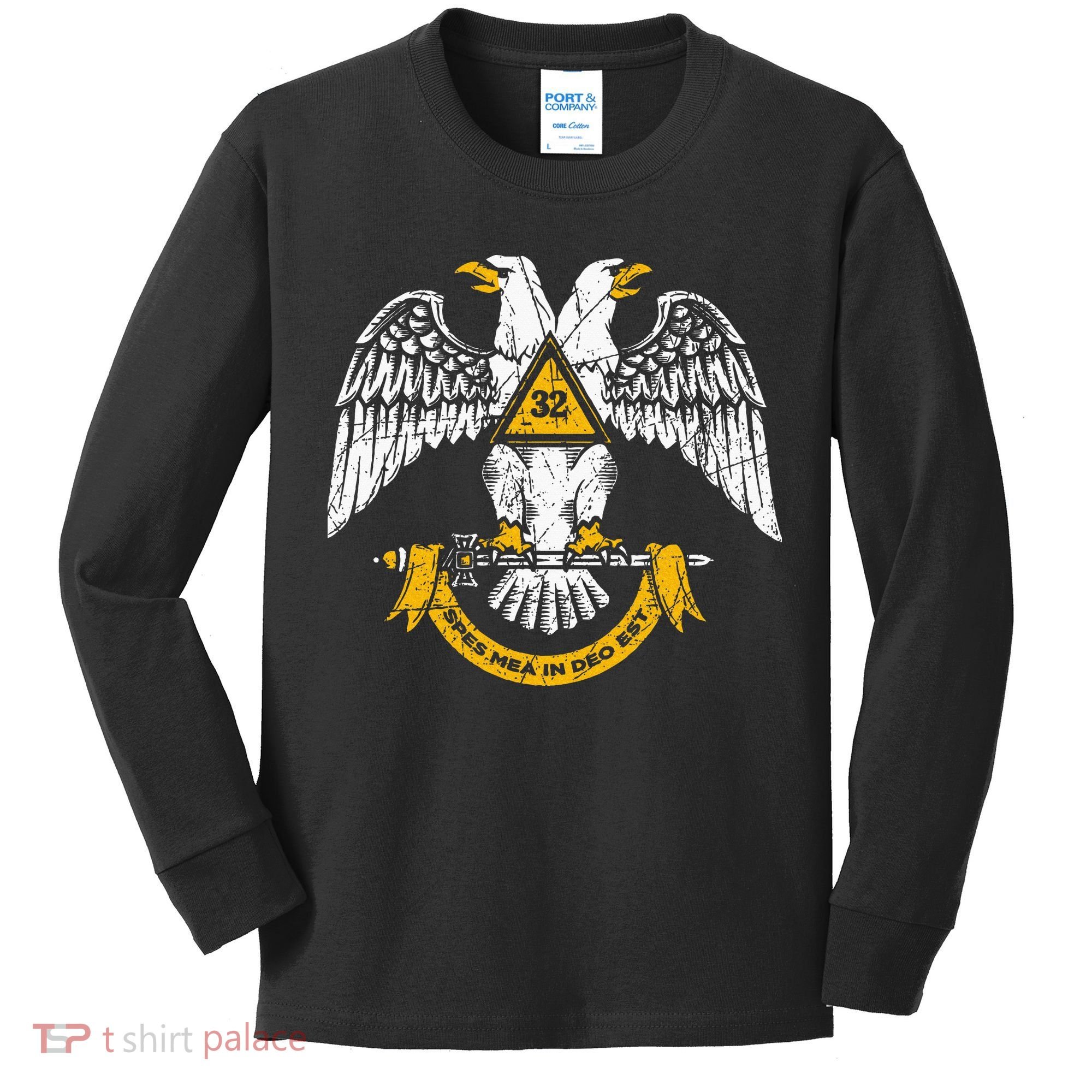 32nd Degree Masonic Scottish Rite Wings Down Kids Long Sleeve Shirt