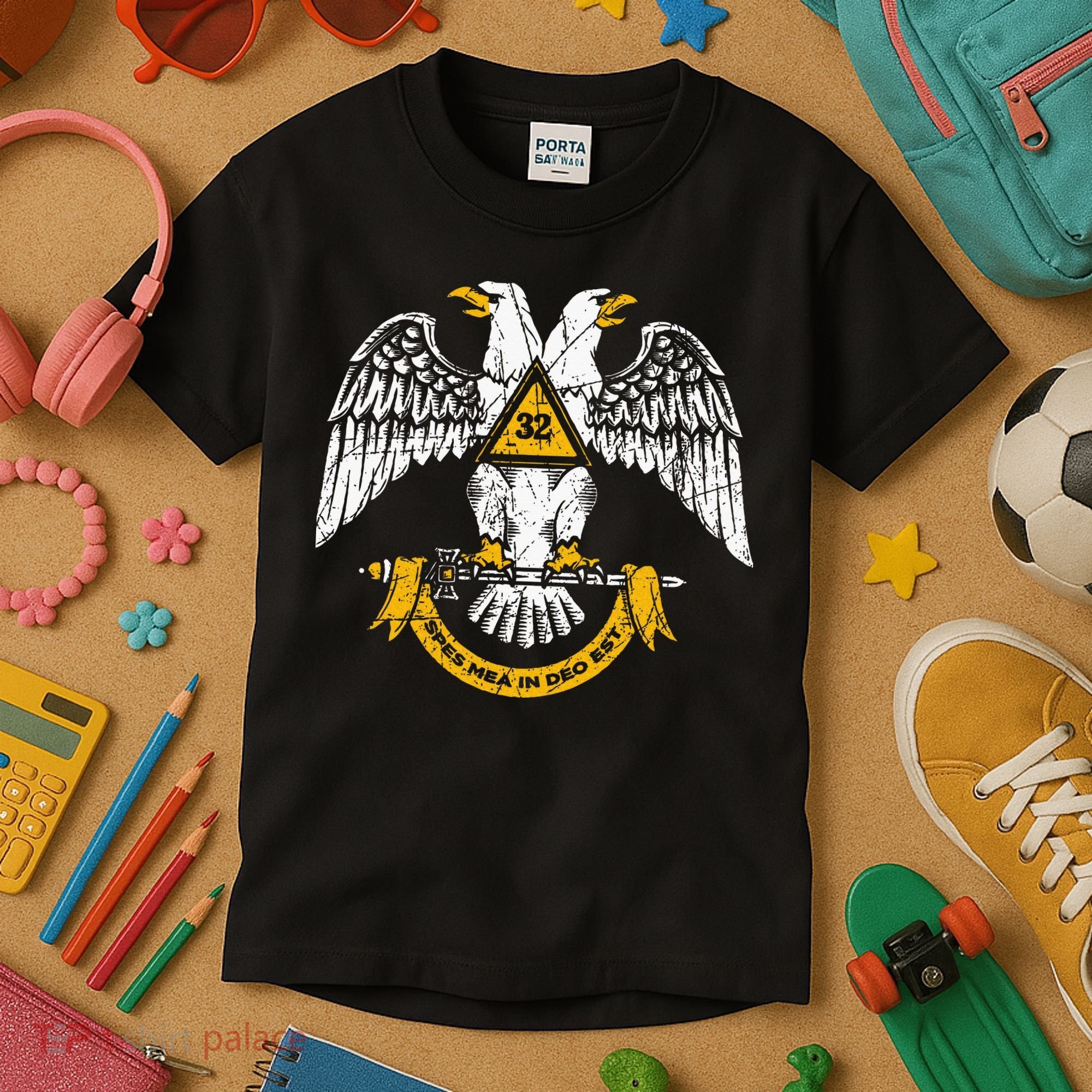 32nd Degree Masonic Scottish Rite Wings Down Kids T-Shirt