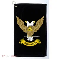 32nd Degree Mason Scottish Rite Wings Up Doubleheaded Eagle Golf Towel thumb 0