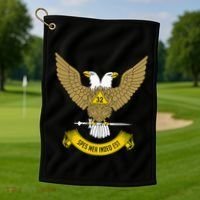 32nd Degree Mason Scottish Rite Wings Up Doubleheaded Eagle Golf Towel thumb 1