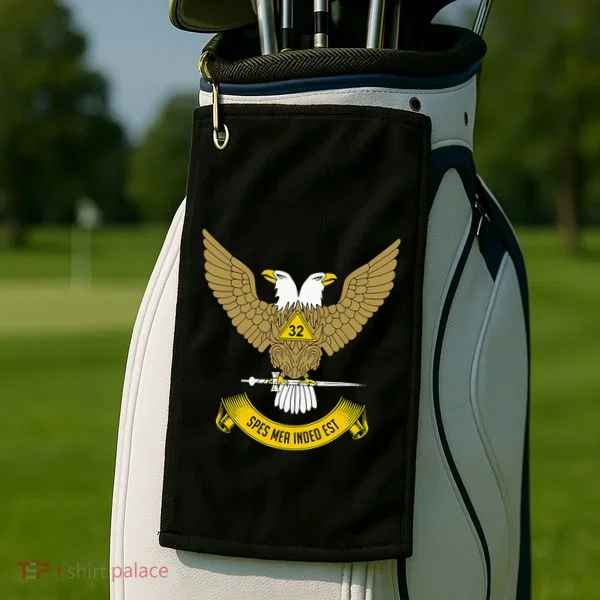 32nd Degree Mason Scottish Rite Wings Up Doubleheaded Eagle Golf Towel