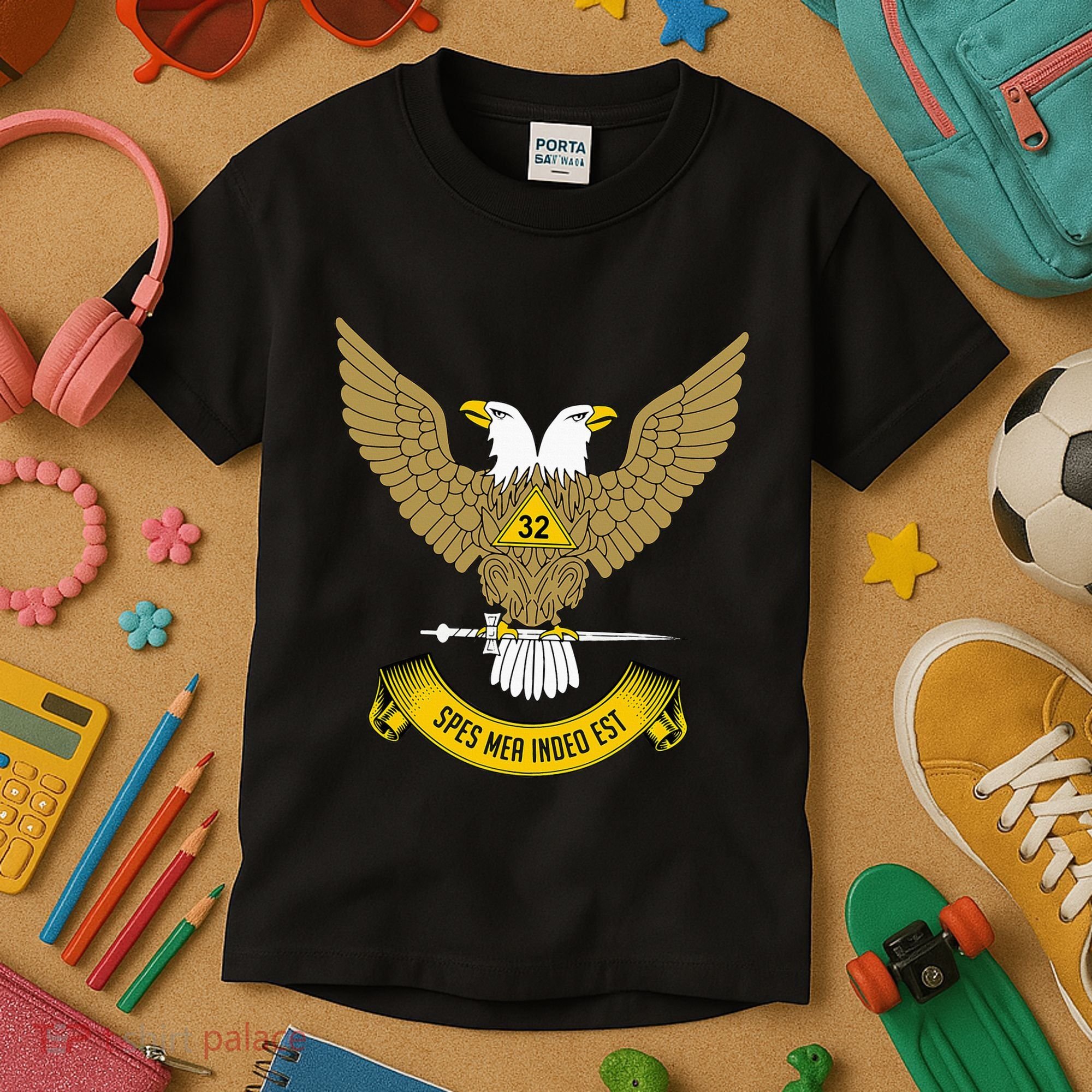 32nd Degree Mason Scottish Rite Wings Up Doubleheaded Eagle Kids T-Shirt