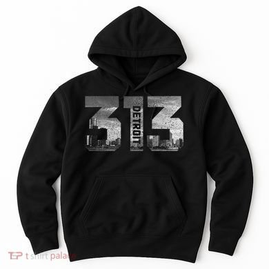 313 Detroit Michigan Area Code Pride Skyline Vintage Hoodie