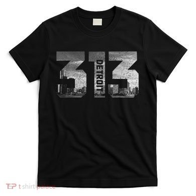 313 Detroit Michigan Area Code Pride Skyline Vintage T-Shirt