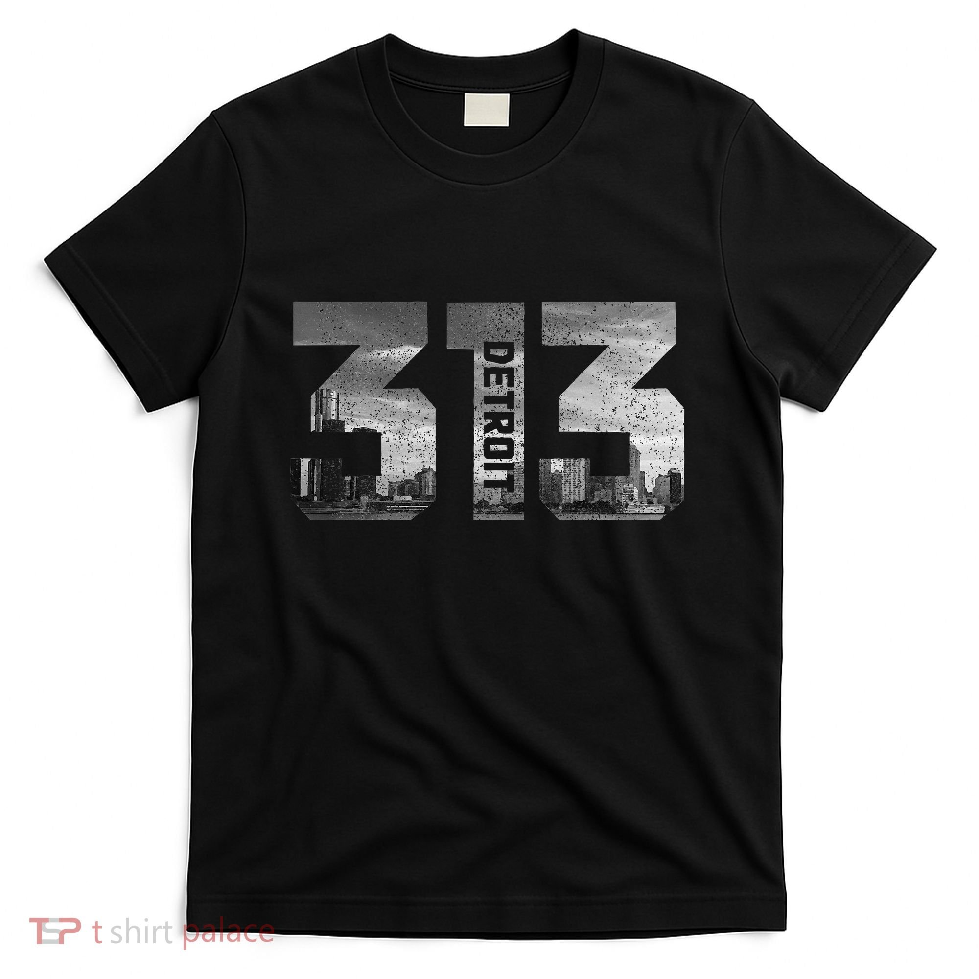 313 Detroit Michigan Area Code Pride Skyline Vintage T-Shirt
