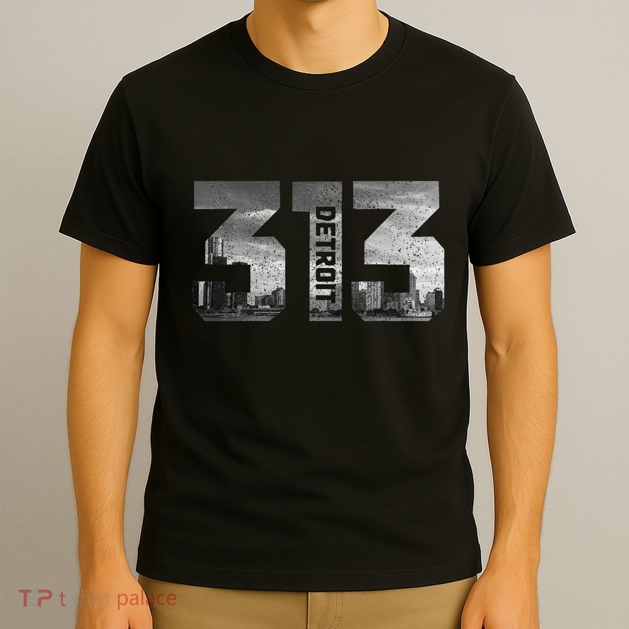 313 Detroit Michigan Area Code Pride Skyline Vintage T-Shirt