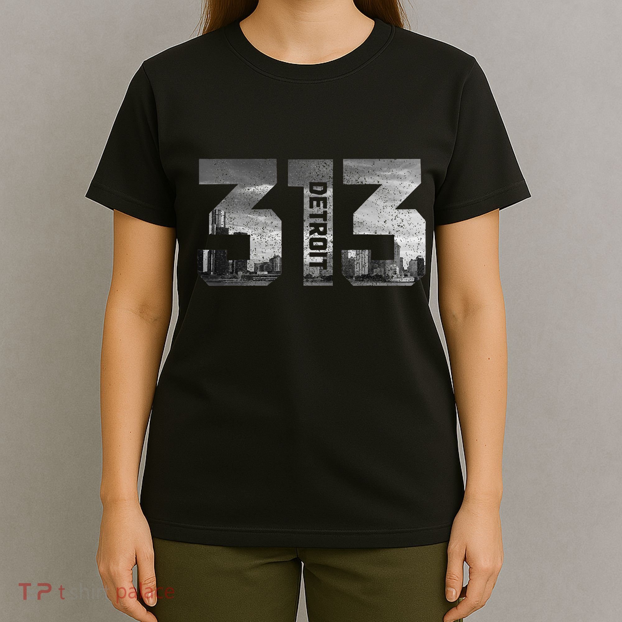 313 Detroit Michigan Area Code Pride Skyline Vintage T-Shirt