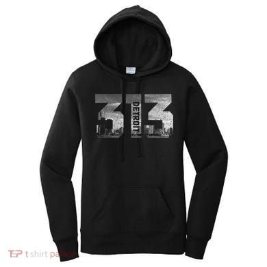 313 Detroit Michigan Area Code Pride Skyline Vintage Women's Hoodie