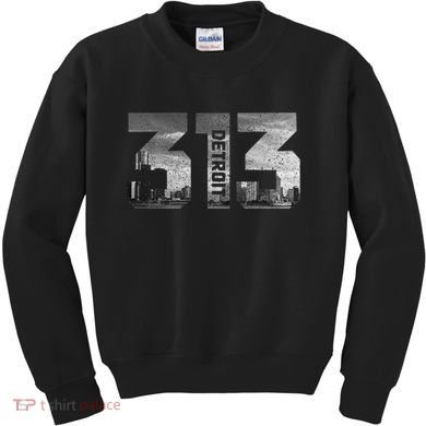 313 Detroit Michigan Area Code Pride Skyline Vintage Kids Sweatshirt
