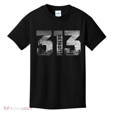 313 Detroit Michigan Area Code Pride Skyline Vintage Kids T-Shirt