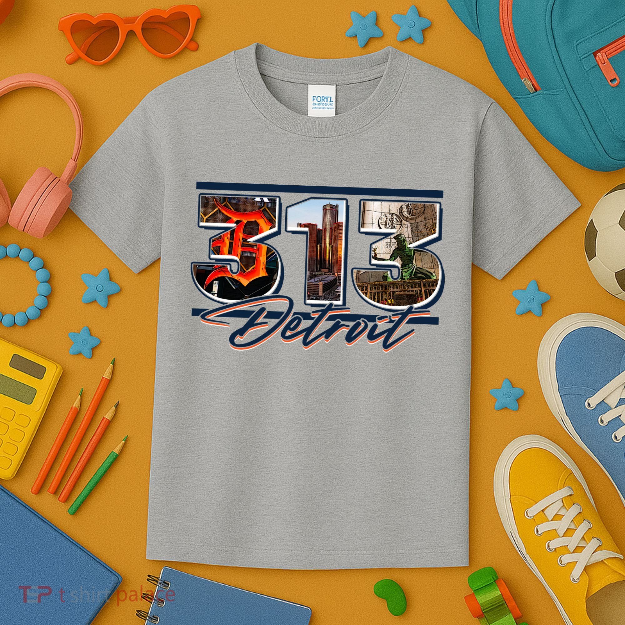 313 Detroit Urban Spirit Kids T-Shirt