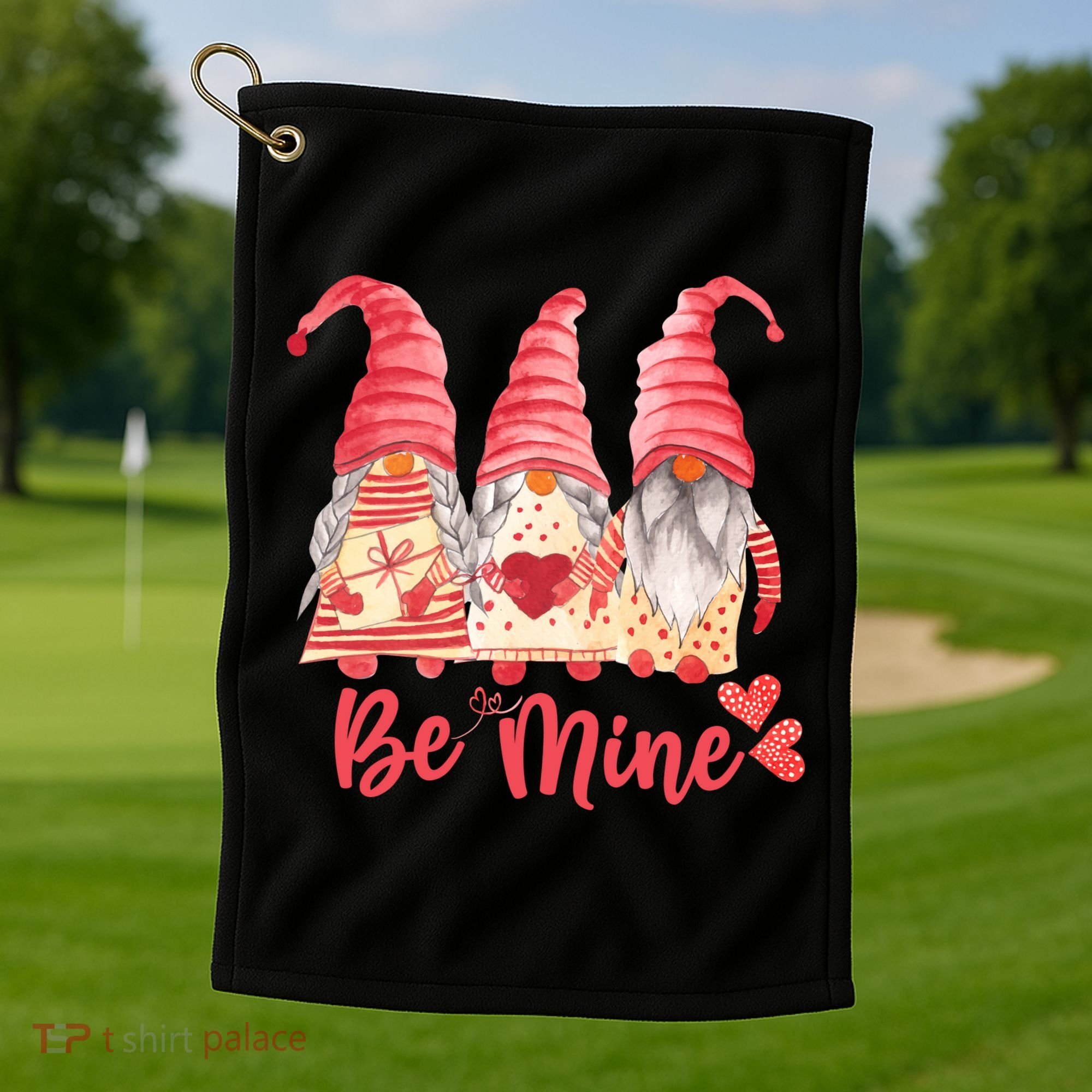 3 Gnomies Be Mine Gift For Valentine Day Golf Towel
