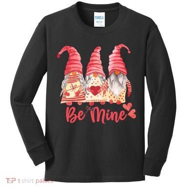 3 Gnomies Be Mine Gift For Valentine Day Kids Long Sleeve Shirt
