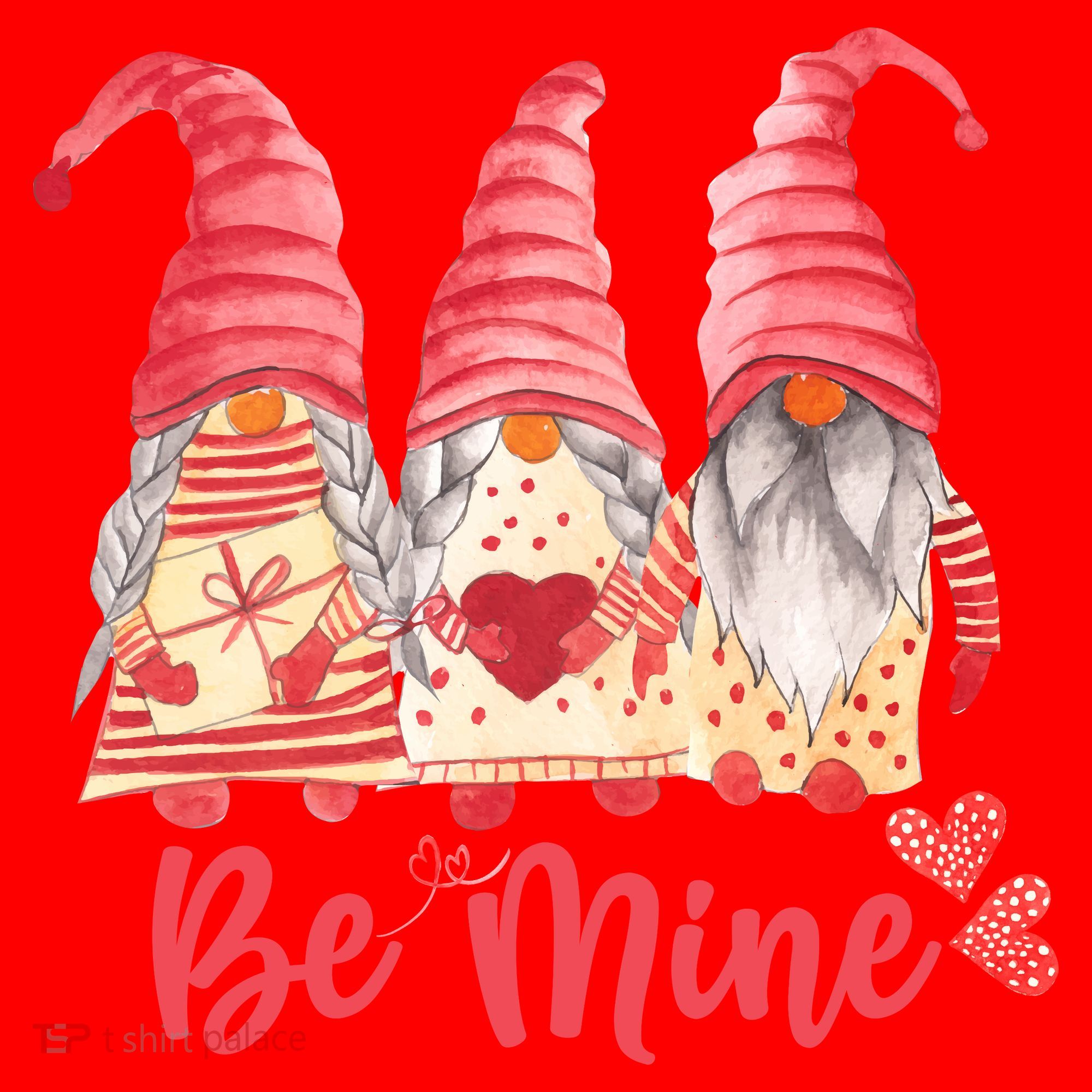 3 Gnomies Be Mine Gift For Valentine Day Santa Hat