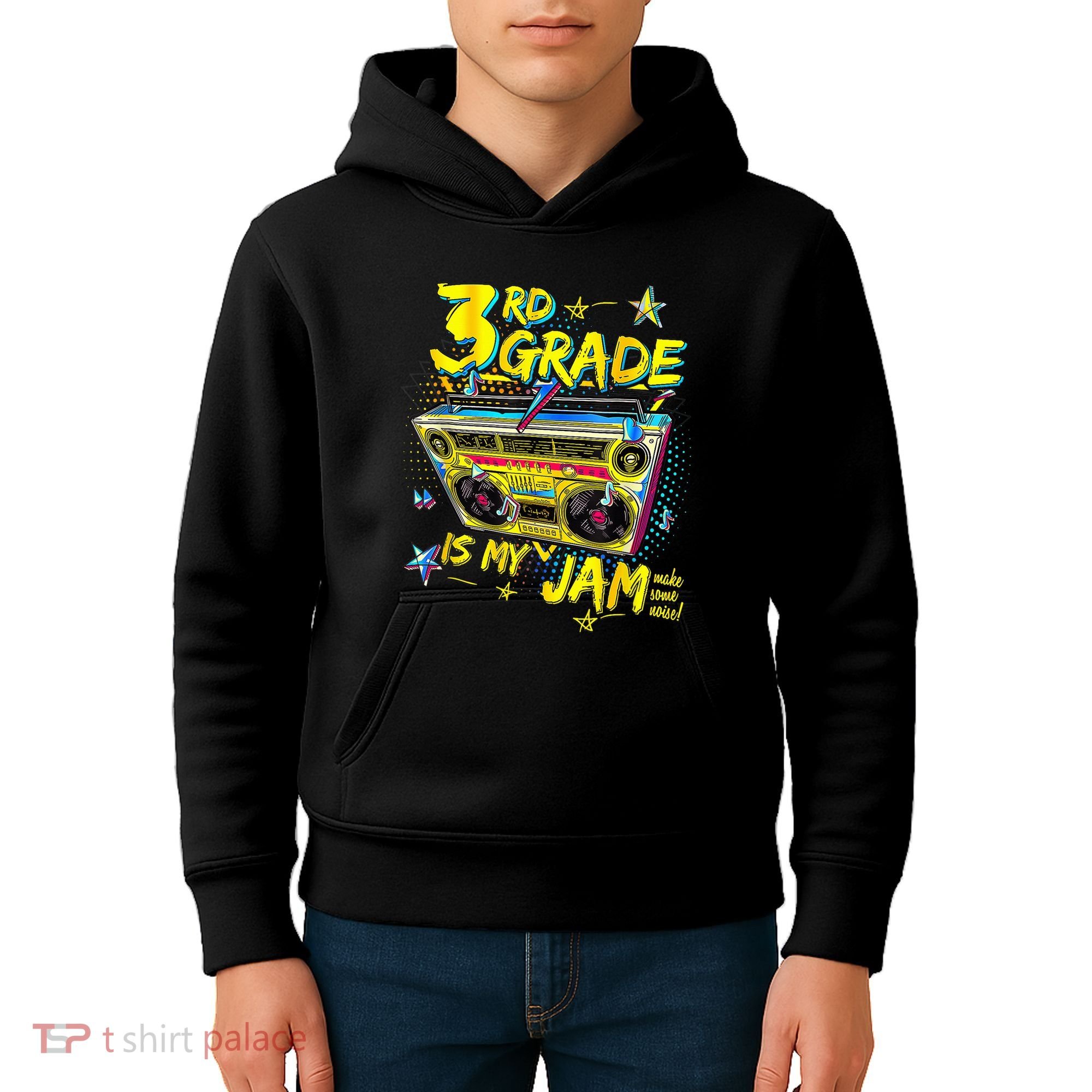 3rd Grade Is My Jam 80s Boombox Third Grade Back To School Kids Hoodie