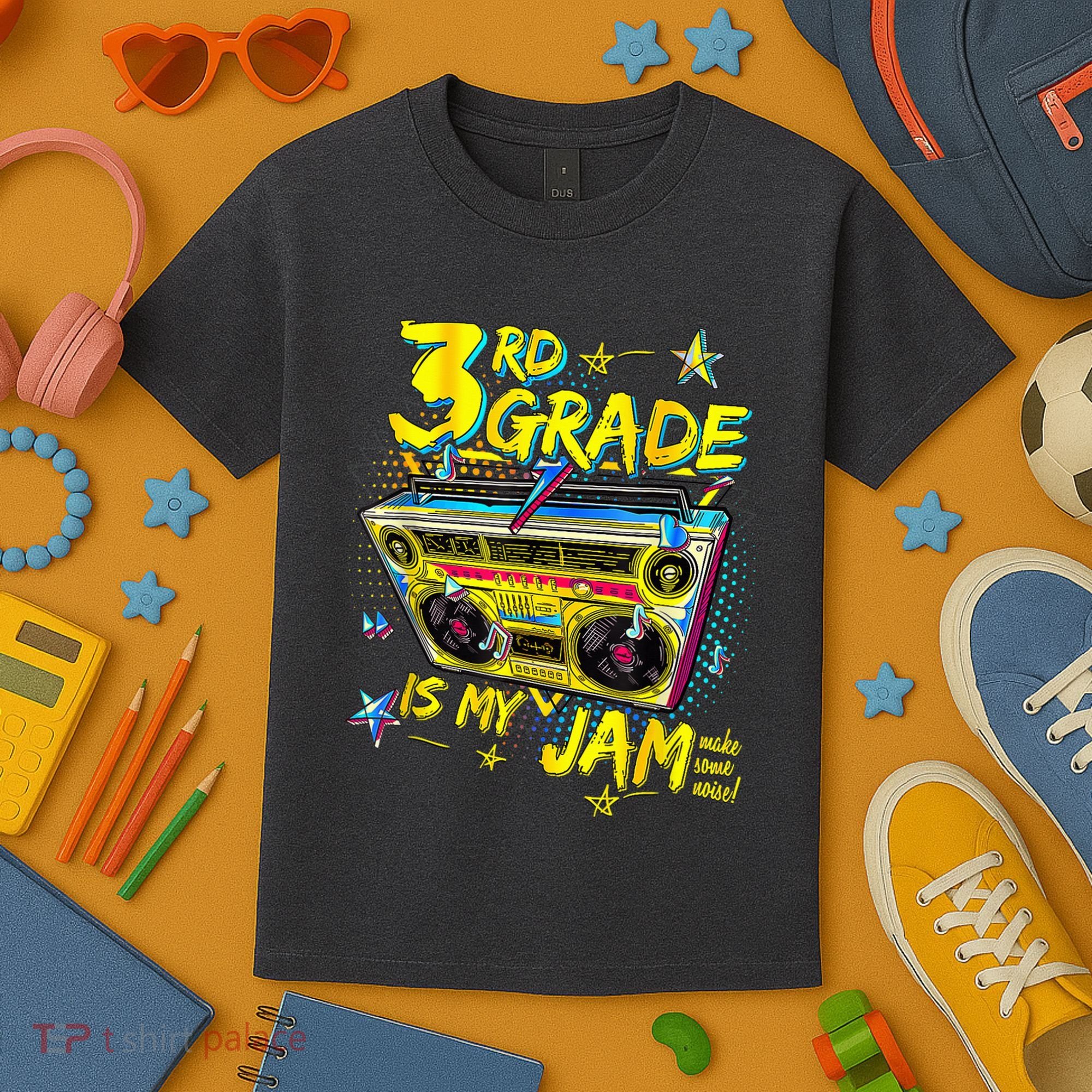 3rd Grade Is My Jam 80s Boombox Third Grade Back To School Kids T-Shirt