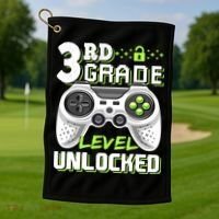 3rd Grade Level Unlocked For Back To School Golf Towel thumb 1