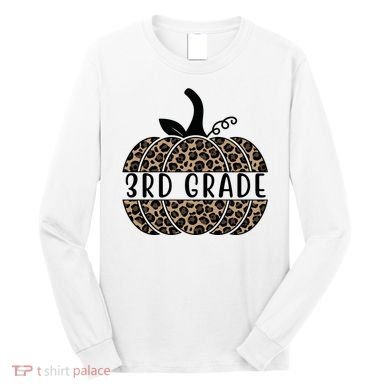 3rd Grade Leopard Pumpkin Long Sleeve Shirt