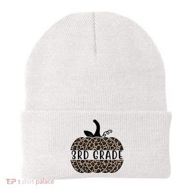3rd Grade Leopard Pumpkin Beanie