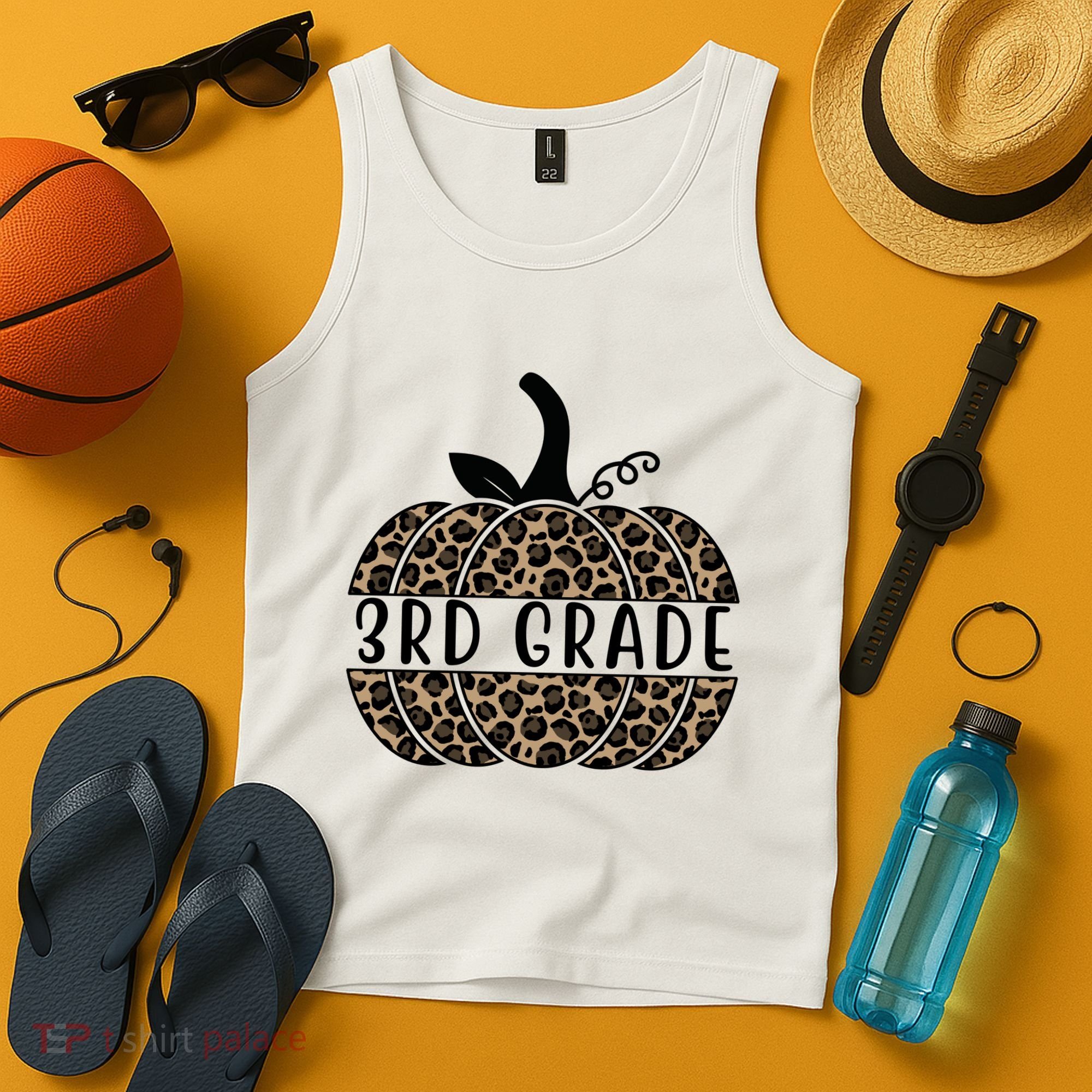 3rd Grade Leopard Pumpkin Tank Top