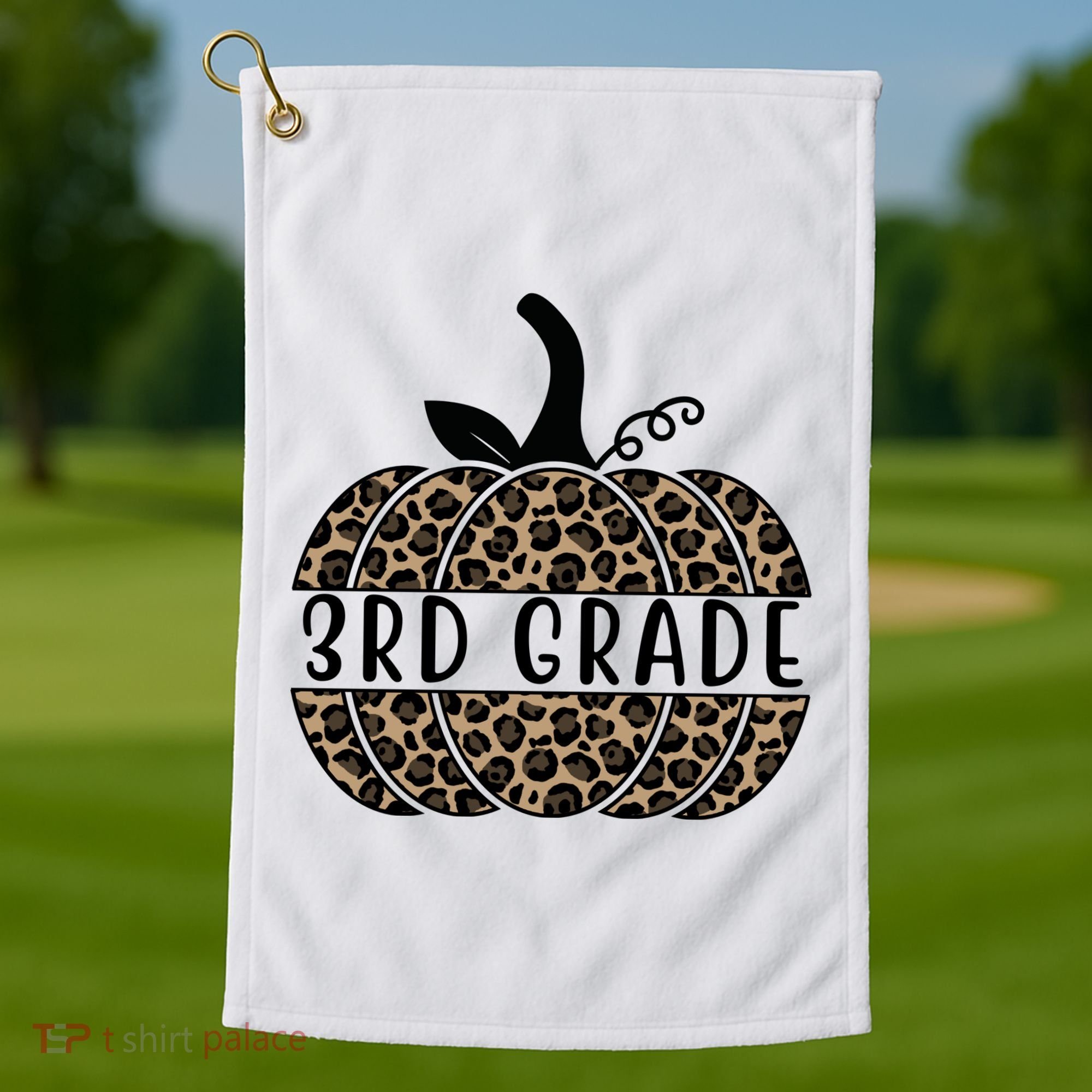 3rd Grade Leopard Pumpkin Golf Towel