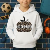 3rd Grade Leopard Pumpkin Kids Hoodie thumb 2