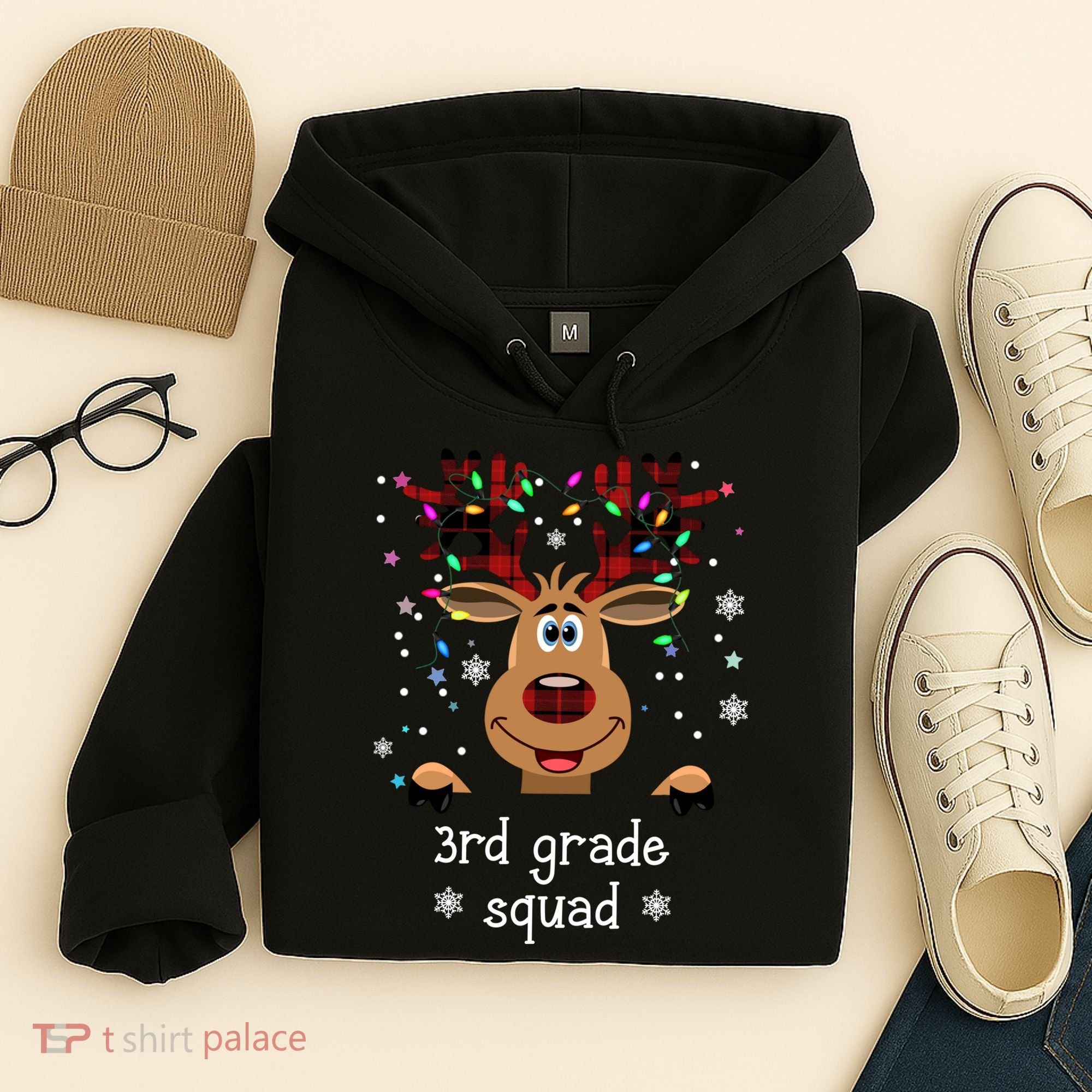 3rd Grade Squad Reindeer Christmas Hoodie