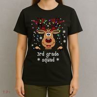 3rd Grade Squad Reindeer Christmas T-Shirt thumb 4