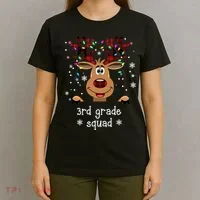 3rd Grade Squad Reindeer Christmas T-Shirt thumb 4