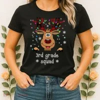 3rd Grade Squad Reindeer Christmas Women's T-Shirt thumb 2