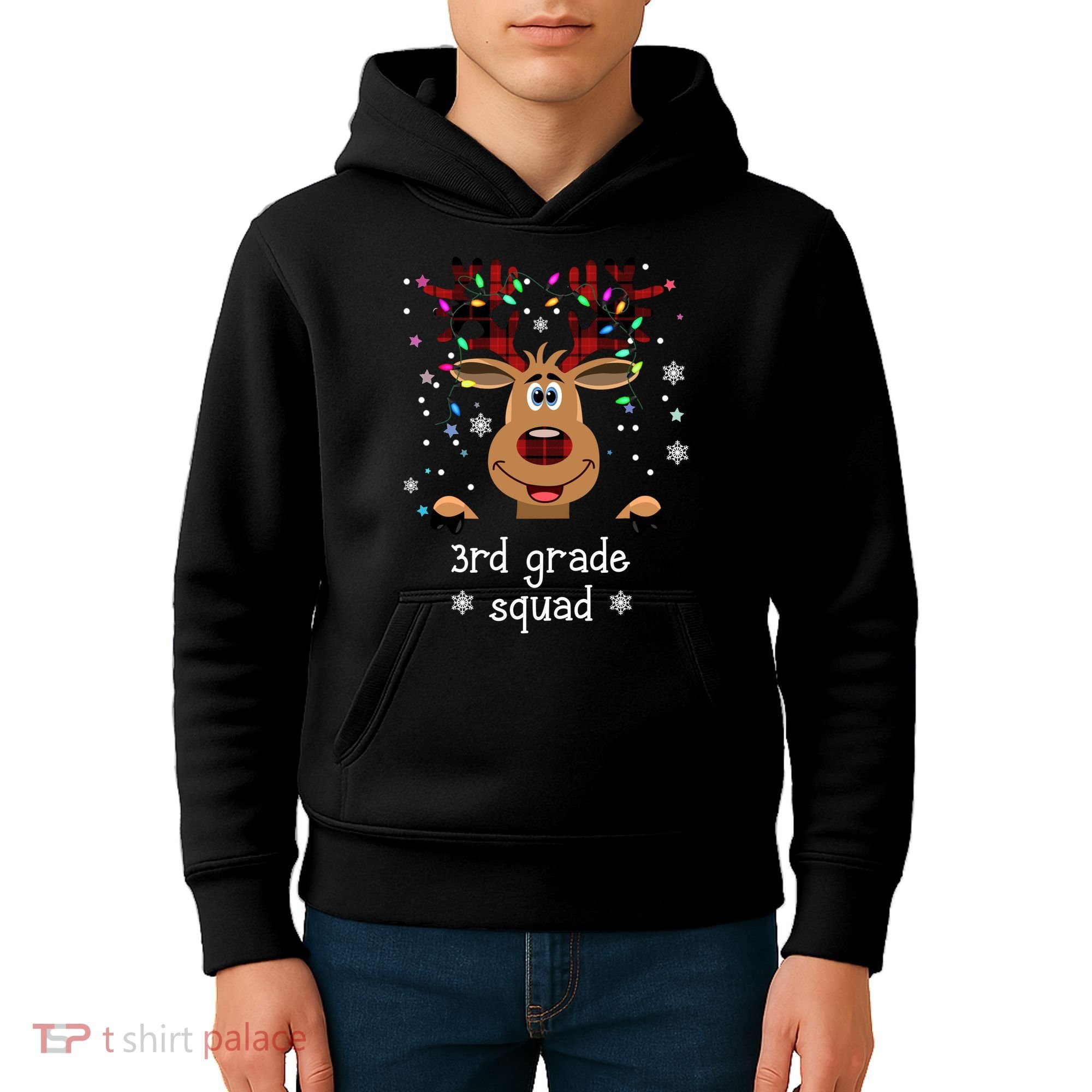 3rd Grade Squad Reindeer Christmas Kids Hoodie