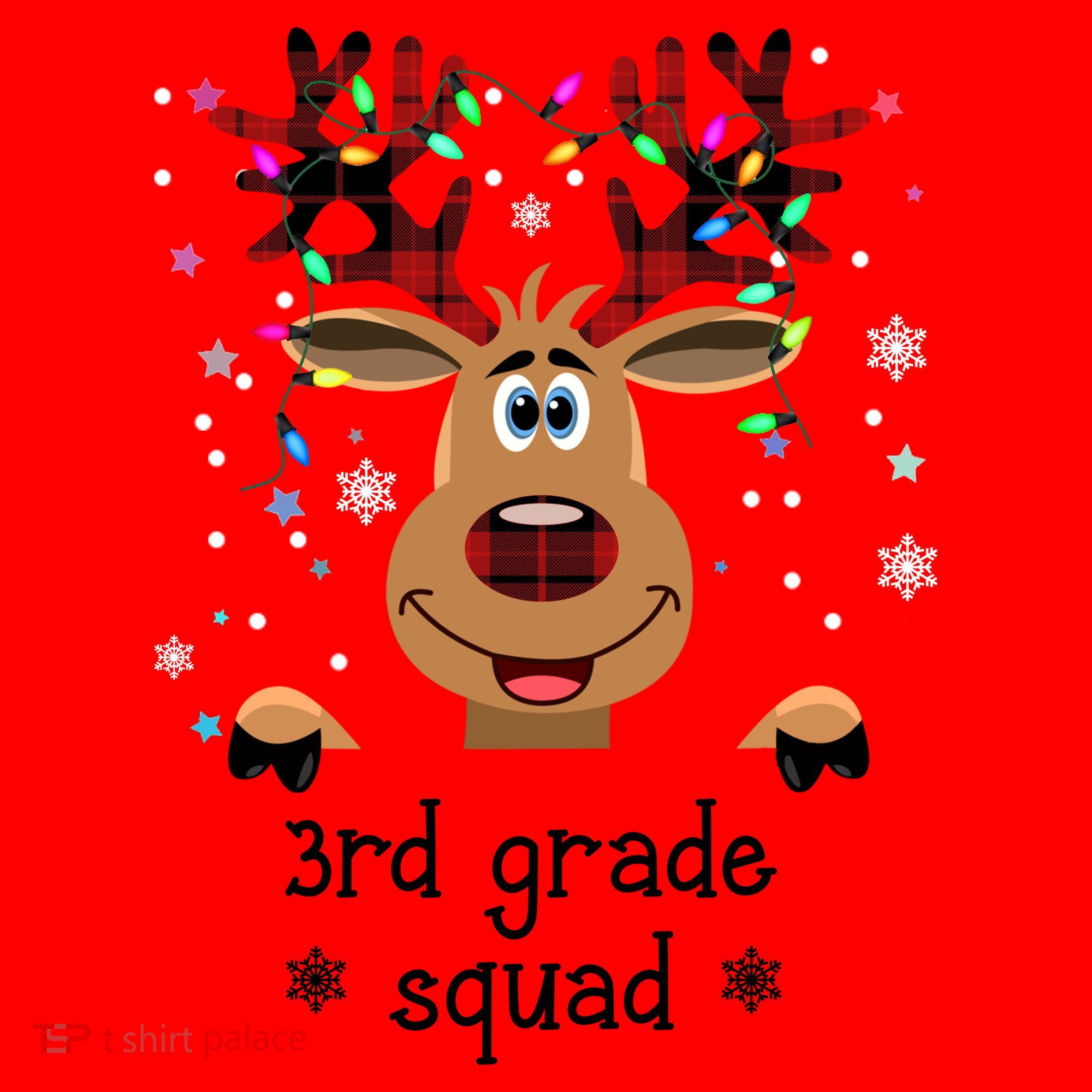 3rd Grade Squad Reindeer Christmas Santa Hat