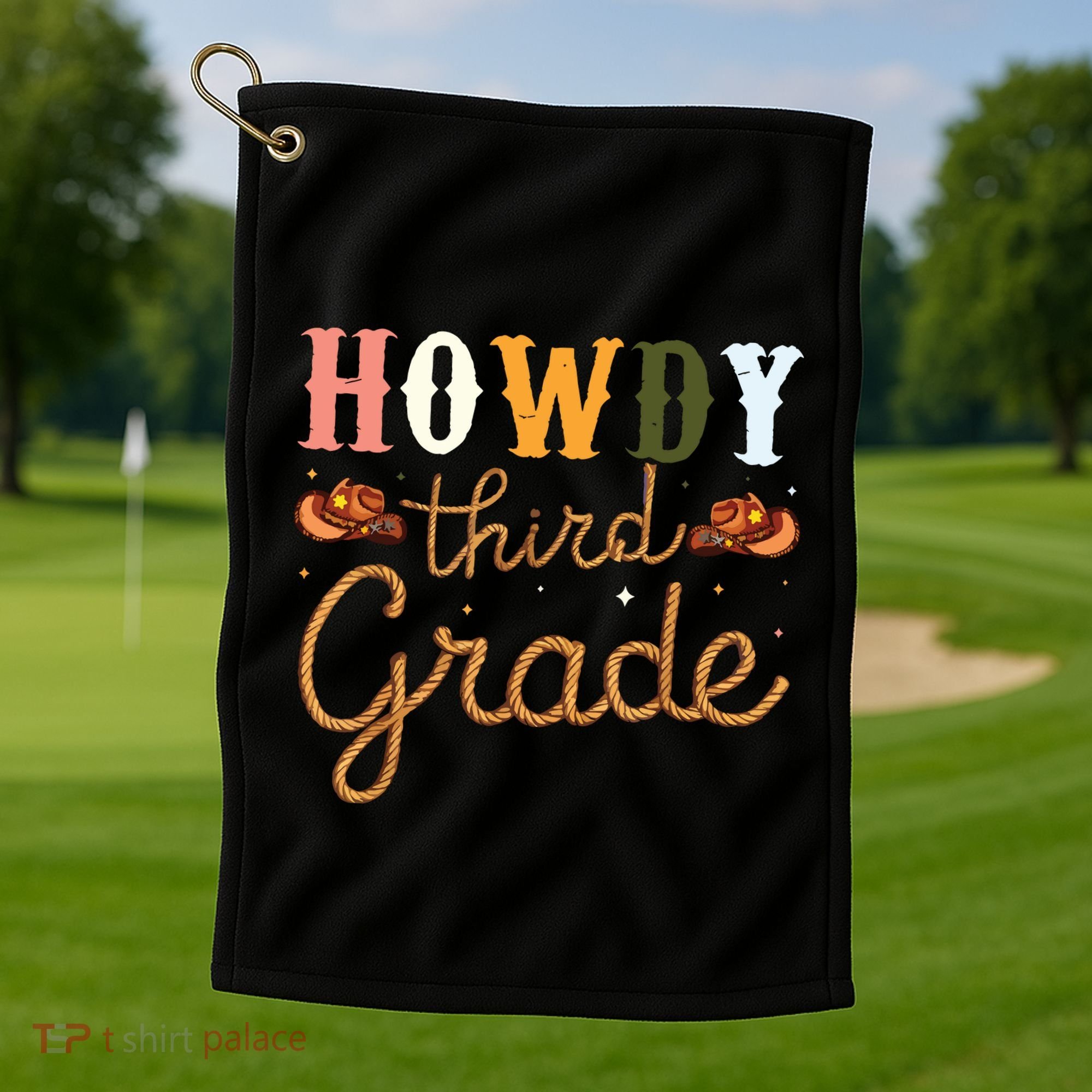 3rd Grade Teacher Rodeo Country Western Howdy Third Grade Golf Towel