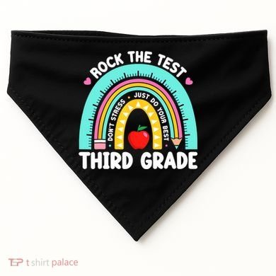 3rd Grade Teacher Rock The Test Day Third Grade Testing Day  USA-Made Doggie Bandana