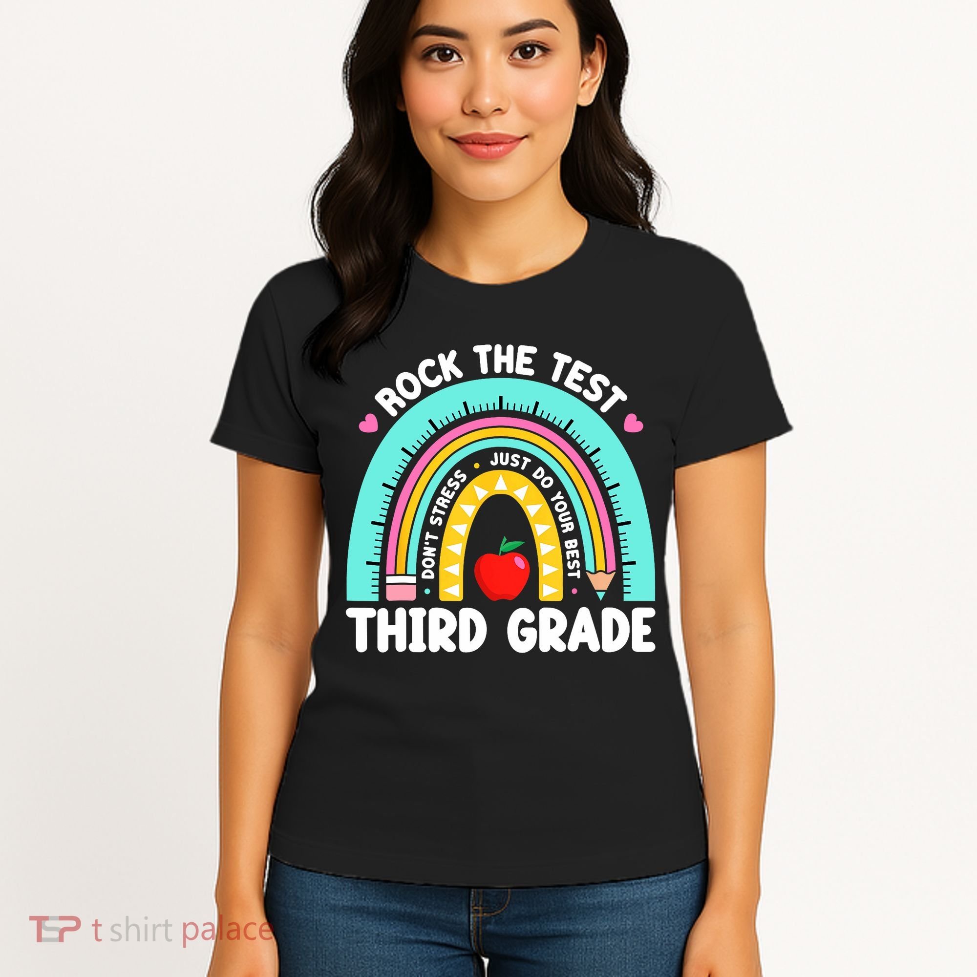 3rd Grade Teacher Rock The Test Day Third Grade Testing Day  Women's T-Shirt