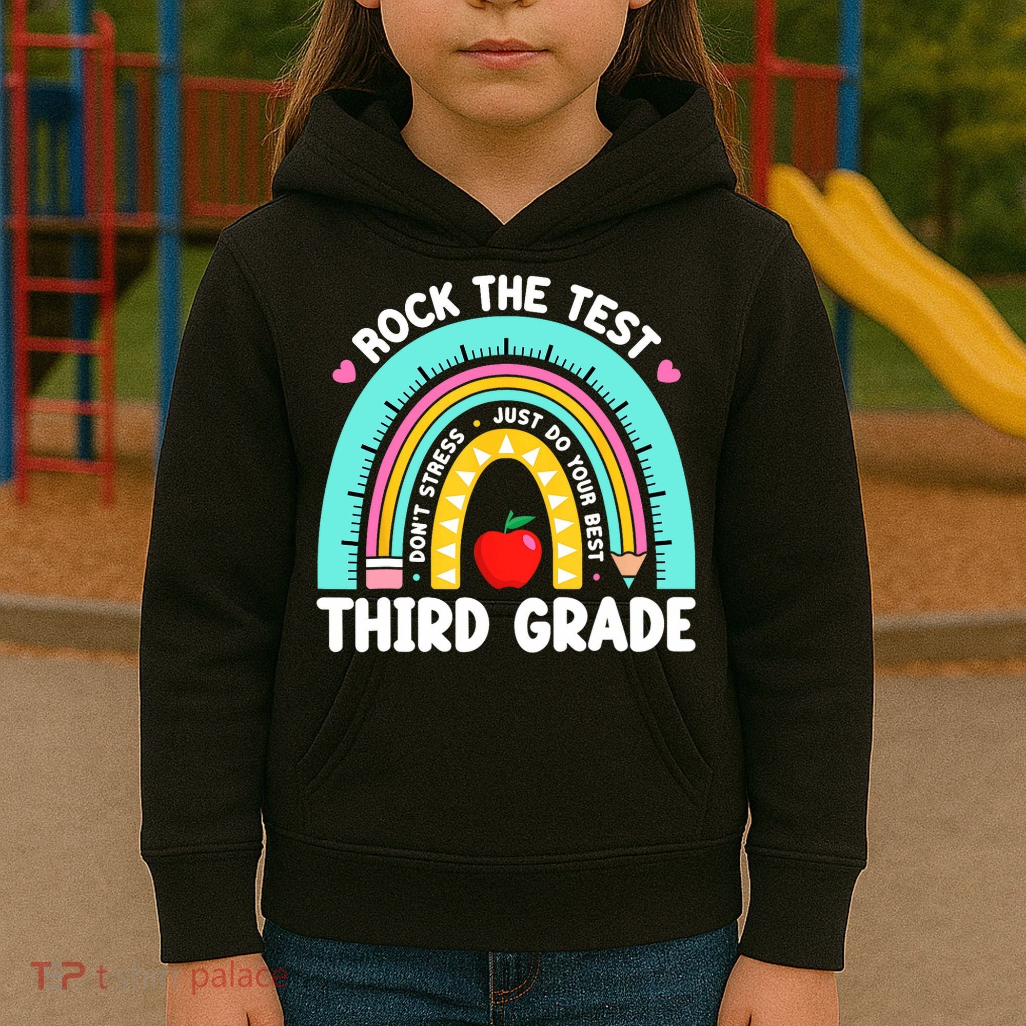 3rd Grade Teacher Rock The Test Day Third Grade Testing Day  Kids Hoodie