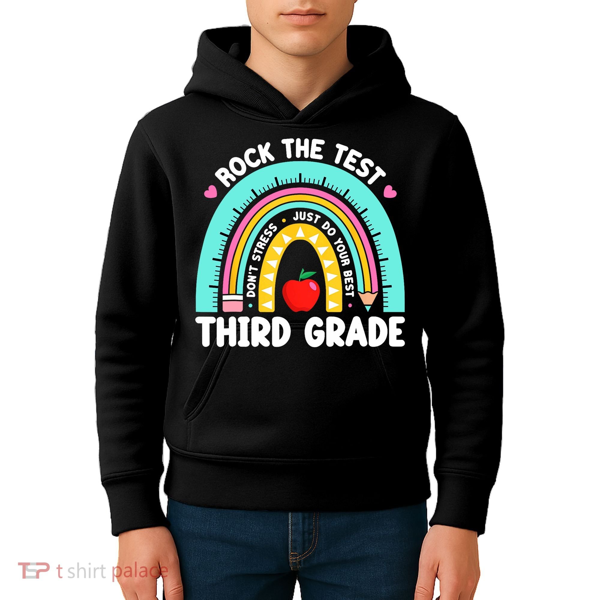 3rd Grade Teacher Rock The Test Day Third Grade Testing Day  Kids Hoodie