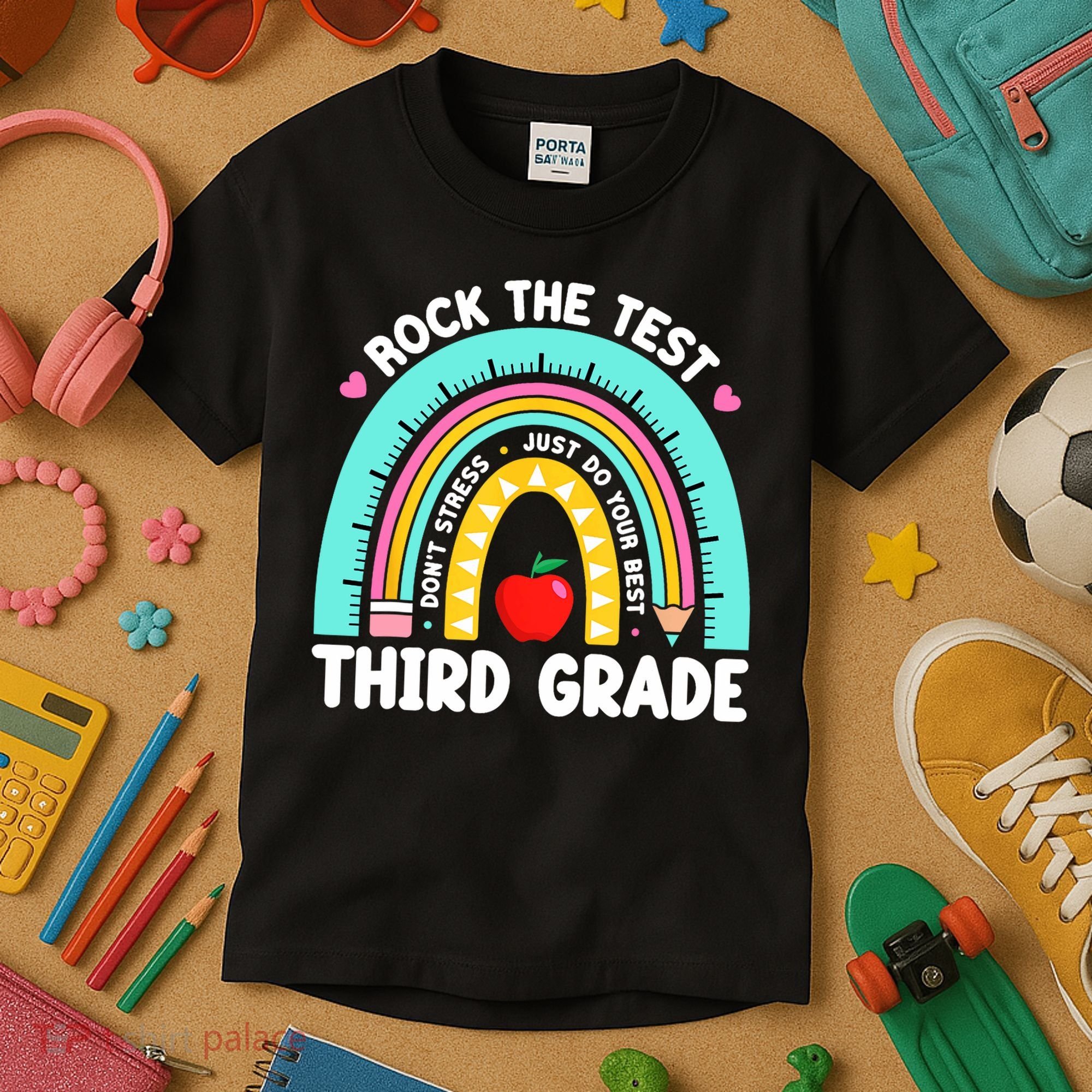 3rd Grade Teacher Rock The Test Day Third Grade Testing Day  Kids T-Shirt