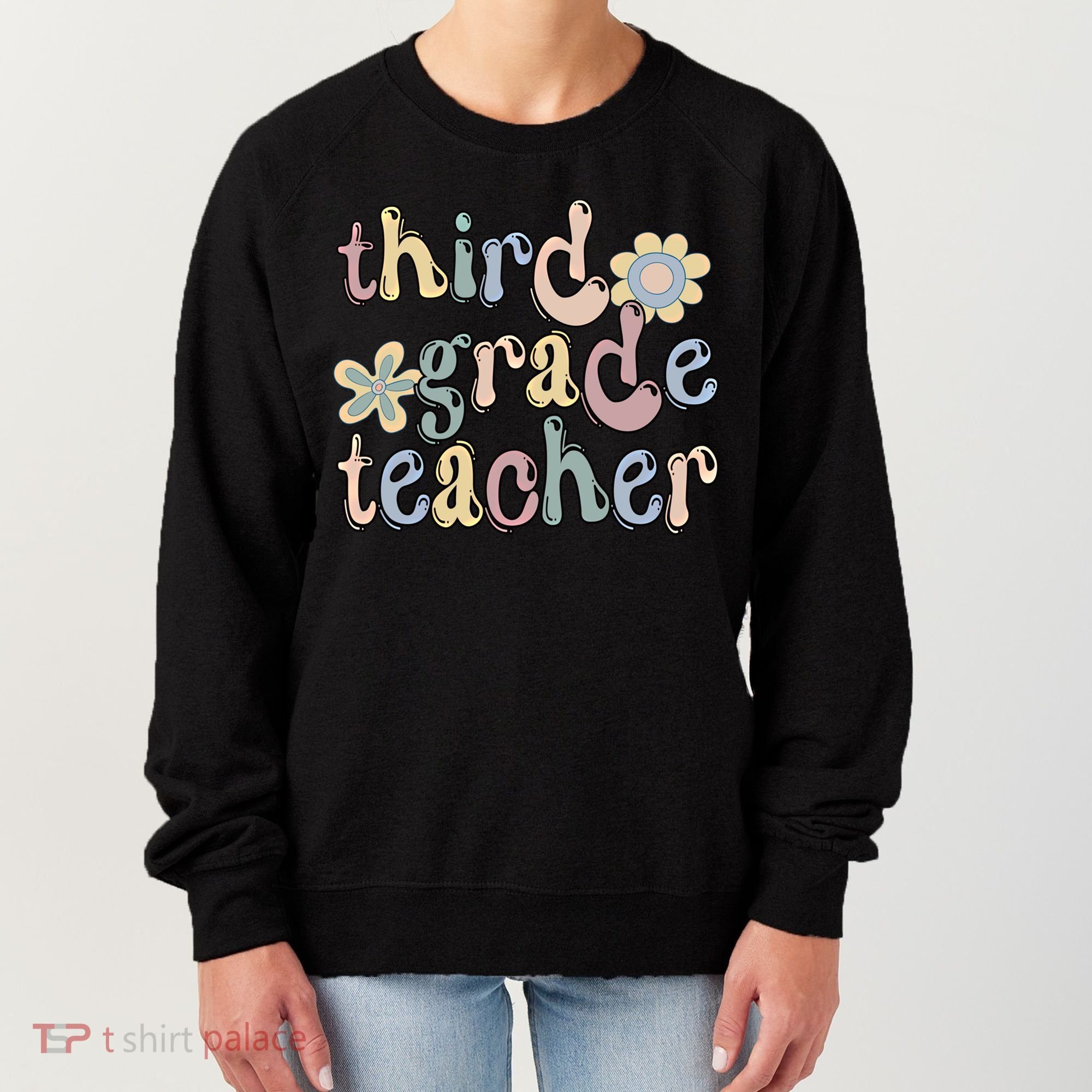 3Rd Grade Teacher Third Grade Teacher Groovy Gift Women's Sweatshirt
