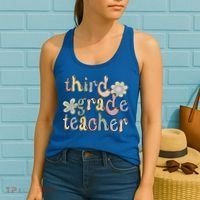 3Rd Grade Teacher Third Grade Teacher Groovy Gift Women's Tank Top thumb 2