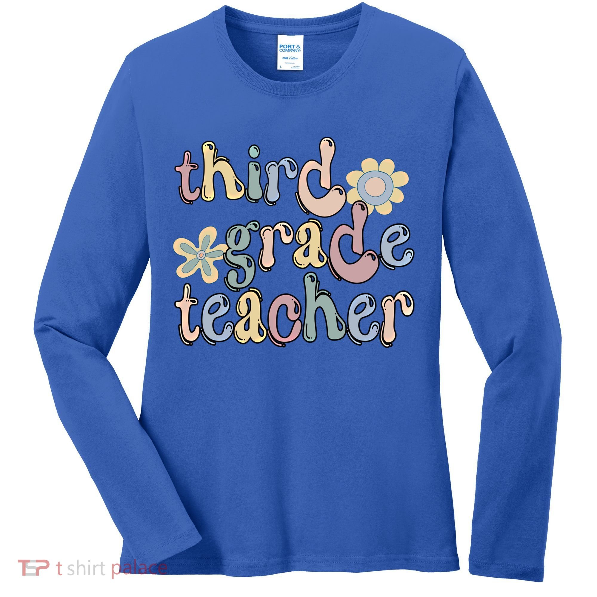 3Rd Grade Teacher Third Grade Teacher Groovy Gift Women's Long Sleeve Shirt